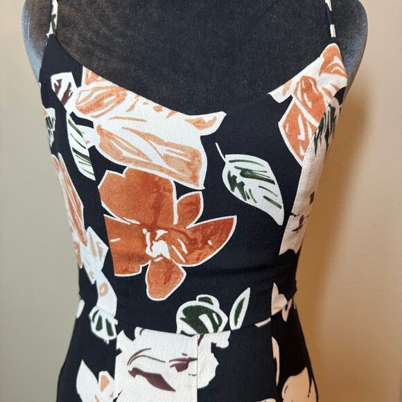 Lulu’s Black and Rust Floral Sleeveless Mini Dress Size XS - Picture 3 of 7